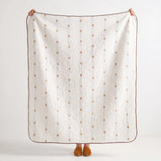 full view garden patch jacquard throw blanket maple khaki brown trim