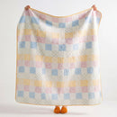 full view sunday patchwork muslin blanket rainbow patchwork pink pink striped border