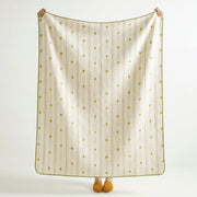full view sunday patchwork muslin blanket strawberry green sage border