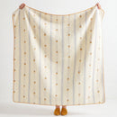 full view sunday patchwork muslin blanket strawberry yellow mustard border