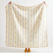 full view sunday patchwork muslin blanket strawberry yellow mustard border