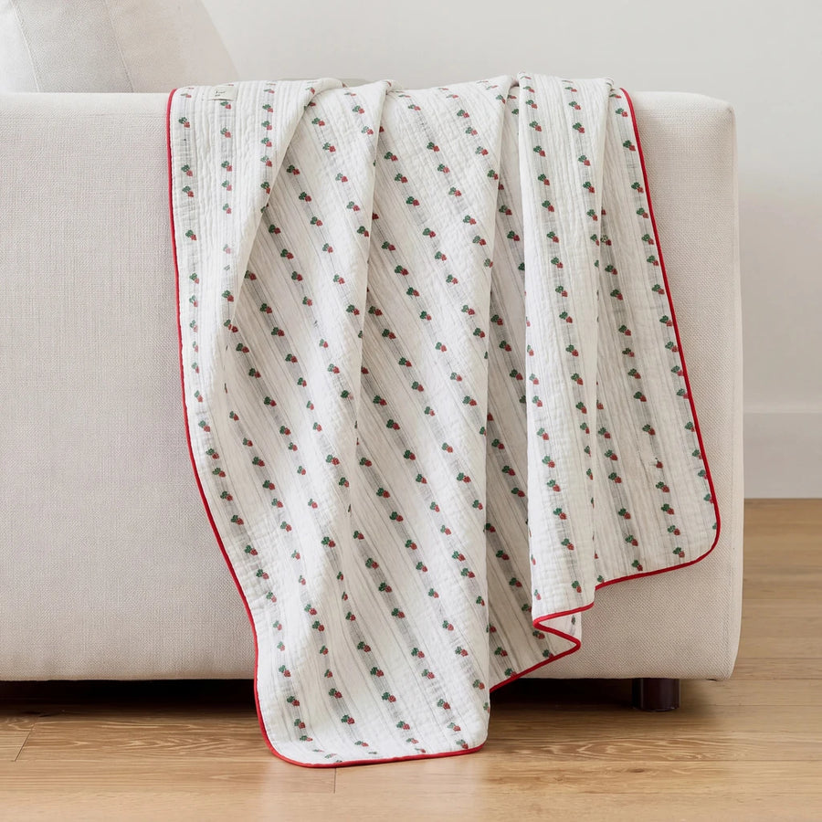 garden patch jacquard throw blanket baby radish cream sofa drape