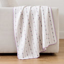 garden patch jacquard throw blanket blossom purple off white sofa drape