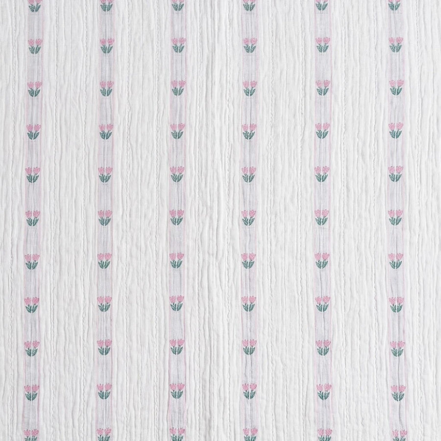 garden patch jacquard throw blanket blossom purple pink tulip swatch