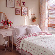 garden patch jacquard throw blanket cherry bud cozy bedroom vanity