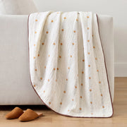 garden patch jacquard throw blanket maple khaki cream sofa tan slippers