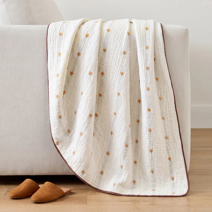 garden patch jacquard throw blanket maple khaki cream sofa tan slippers