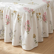 gathered floral linen bed skirt dust ruffle corner
