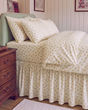golden ditsy floral bed skirt cottagecore bedroom