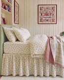 golden ditsy floral bed skirt vintage bedroom