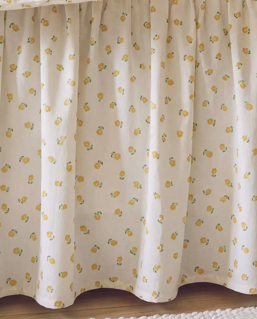 golden ditsy floral bed skirt yellow flower print