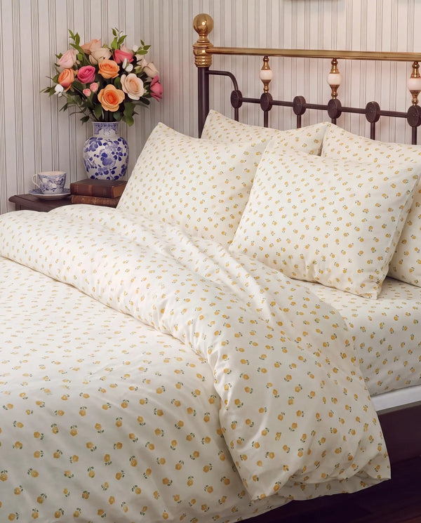 golden ditsy floral comforter set yellow flower print