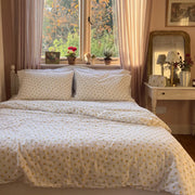 golden ditsy floral duvet cover set yellow floral pillowcases bedding