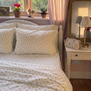 golden ditsy floral duvet cover set yellow flower fabric detail