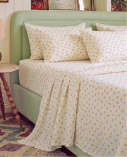 golden ditsy floral sheet set cottagecore bedding