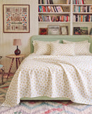 golden ditsy floral sheet set cozy bedroom decor