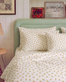 golden ditsy floral sheet set vintage bedroom