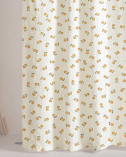 golden ditsy floral shower curtain full view