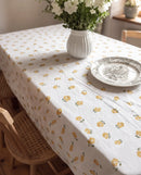 golden ditsy floral tablecloth floral pattern