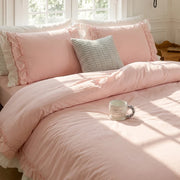 graceful ruffled duvet cover set blush pink shabby chic morning