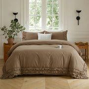 graceful ruffled duvet set front view