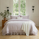graceful ruffled solid color duvet cover set cream white