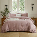 graceful ruffled solid color duvet cover set dusty rose pink