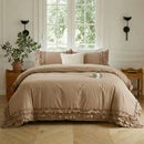 graceful ruffled solid color duvet cover set ginger mustard yellow
