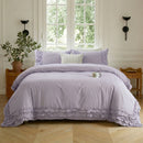 graceful ruffled solid color duvet cover set lavender purple