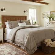 graceful ruffled solid comforter set beige bedding main