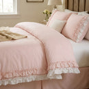 graceful ruffled solid comforter set blush pink romantic frill