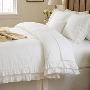 graceful ruffled solid comforter set crisp white shabby chic