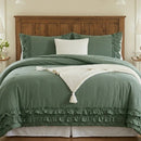 graceful ruffled solid comforter set dark green bedding main
