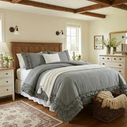 graceful ruffled solid comforter set grey bedding main