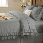 graceful ruffled solid comforter set slate grey modern farmhouse