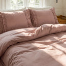 graceful ruffled solid duvet cover set dusty rose pink shabby chic