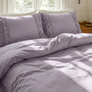 graceful ruffled solid duvet cover set lilac purple romantic vibes