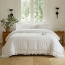 graceful white ruffled duvet cover set main