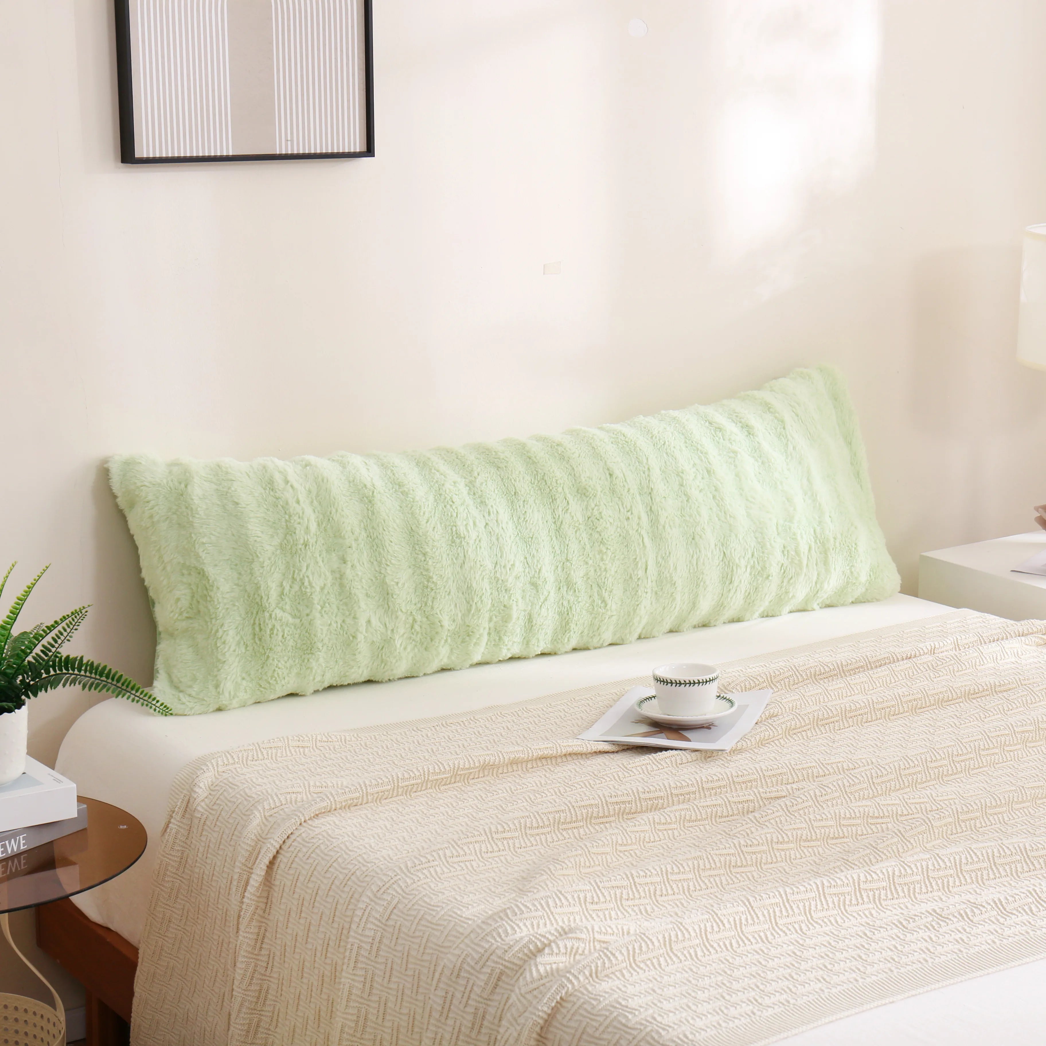 green rabbit velvet long pillowcase queen