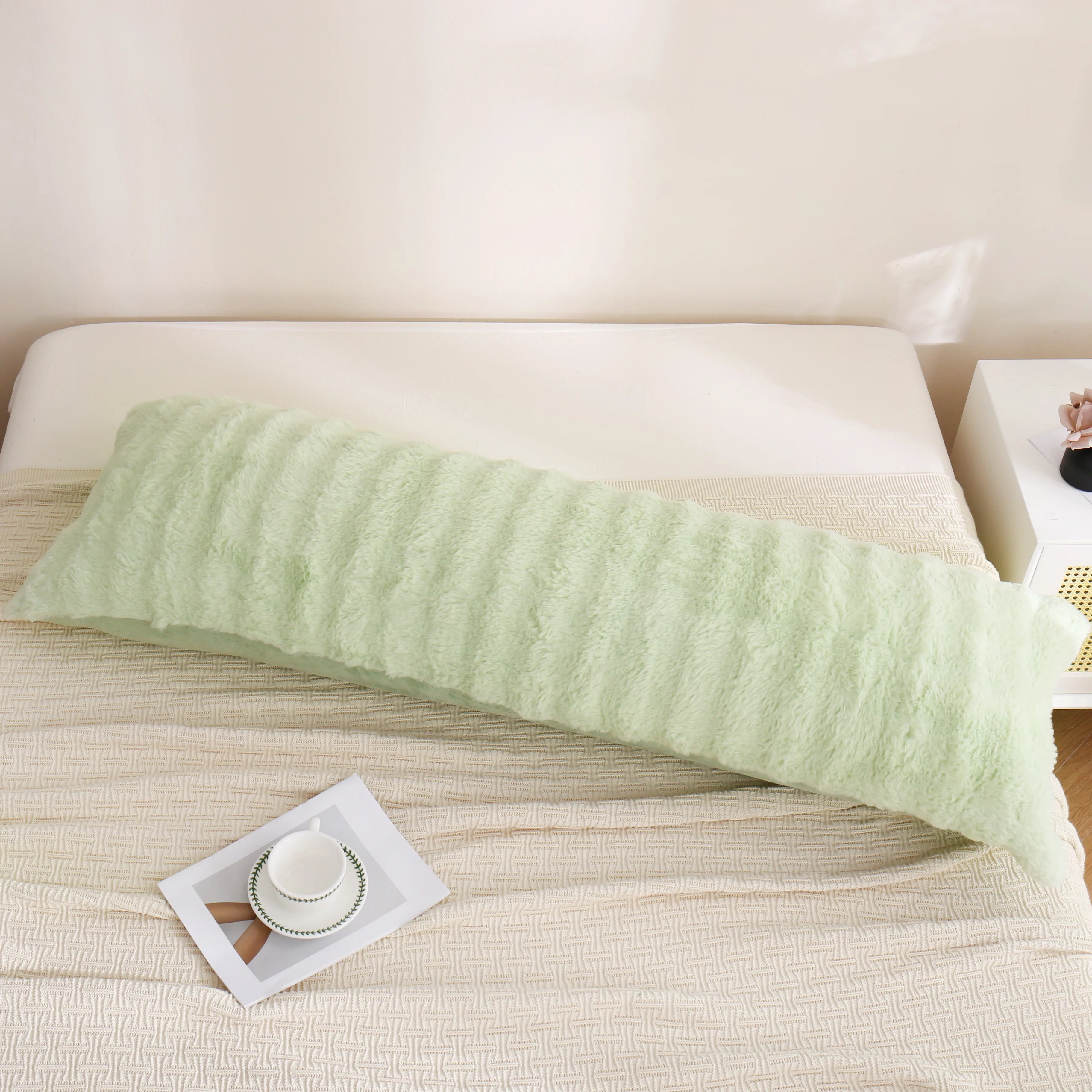 green rabbit velvet long pillowcase