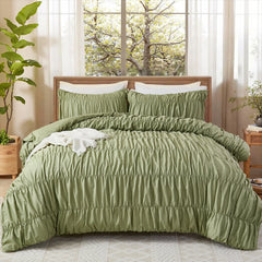 green rope embroidered comforter set
