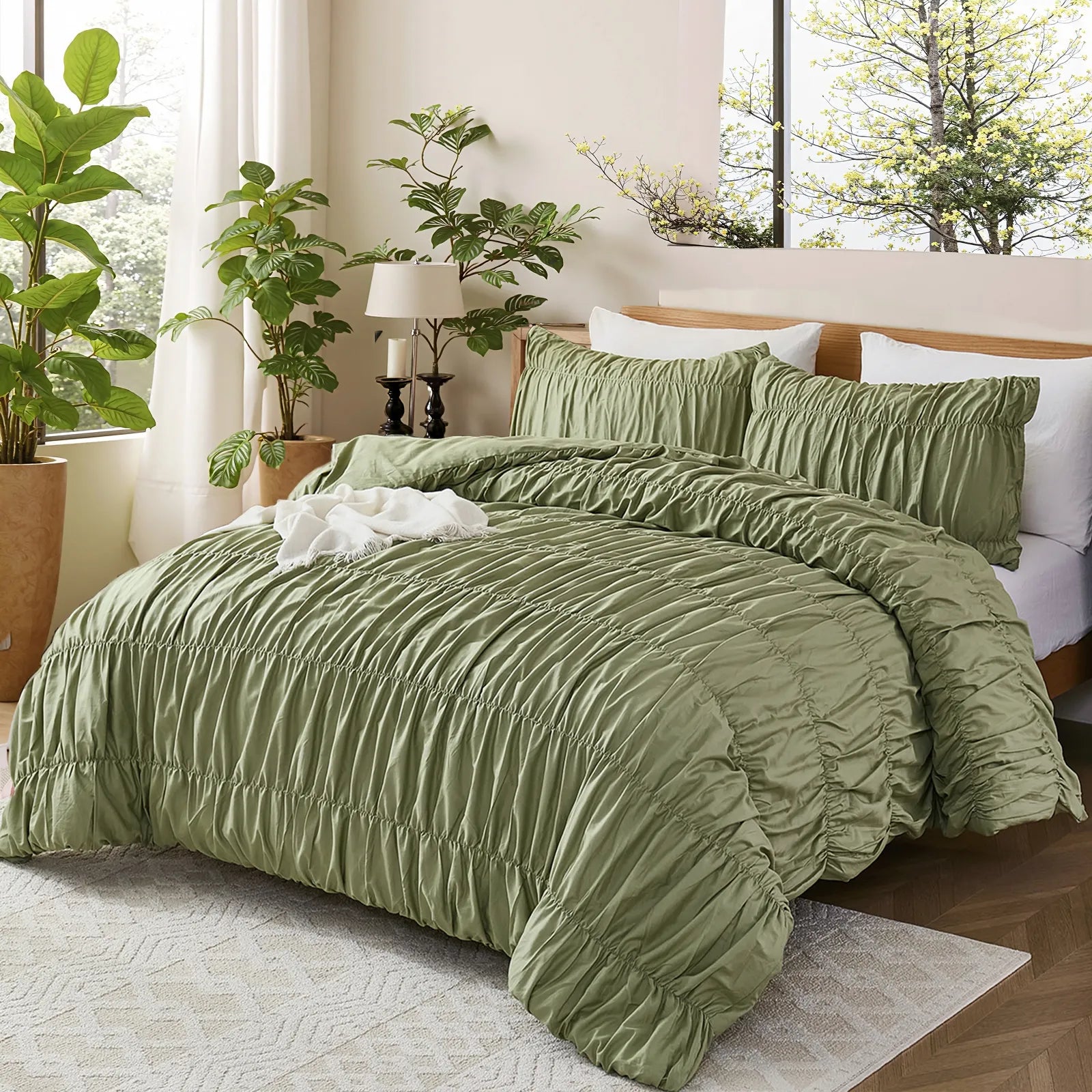 green rope embroidered comforter sets