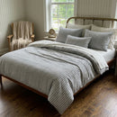 grey and white striped duvet cover modern minimalist bedroom decor