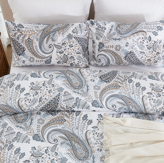 detailed shot of the soft cotton fabric and intricate paisley design