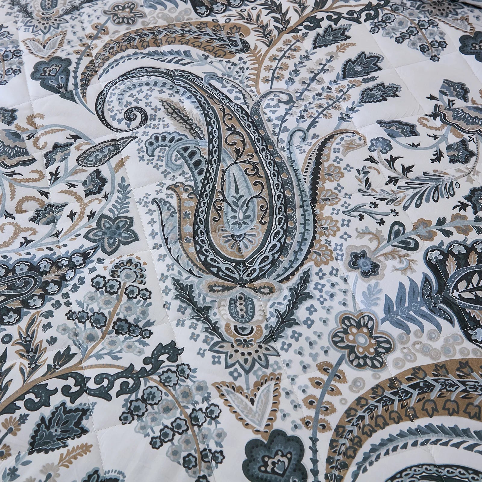 A detailed shot of the soft cotton fabric and quilted texture
