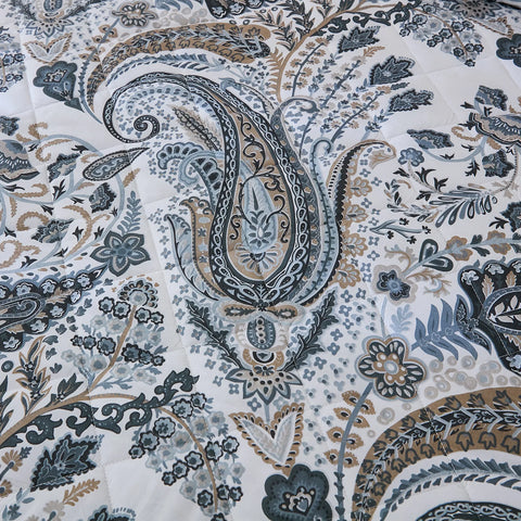 A detailed shot of the soft cotton fabric and quilted texture