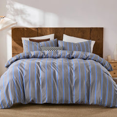 grey and blue stripe bedding set queen size