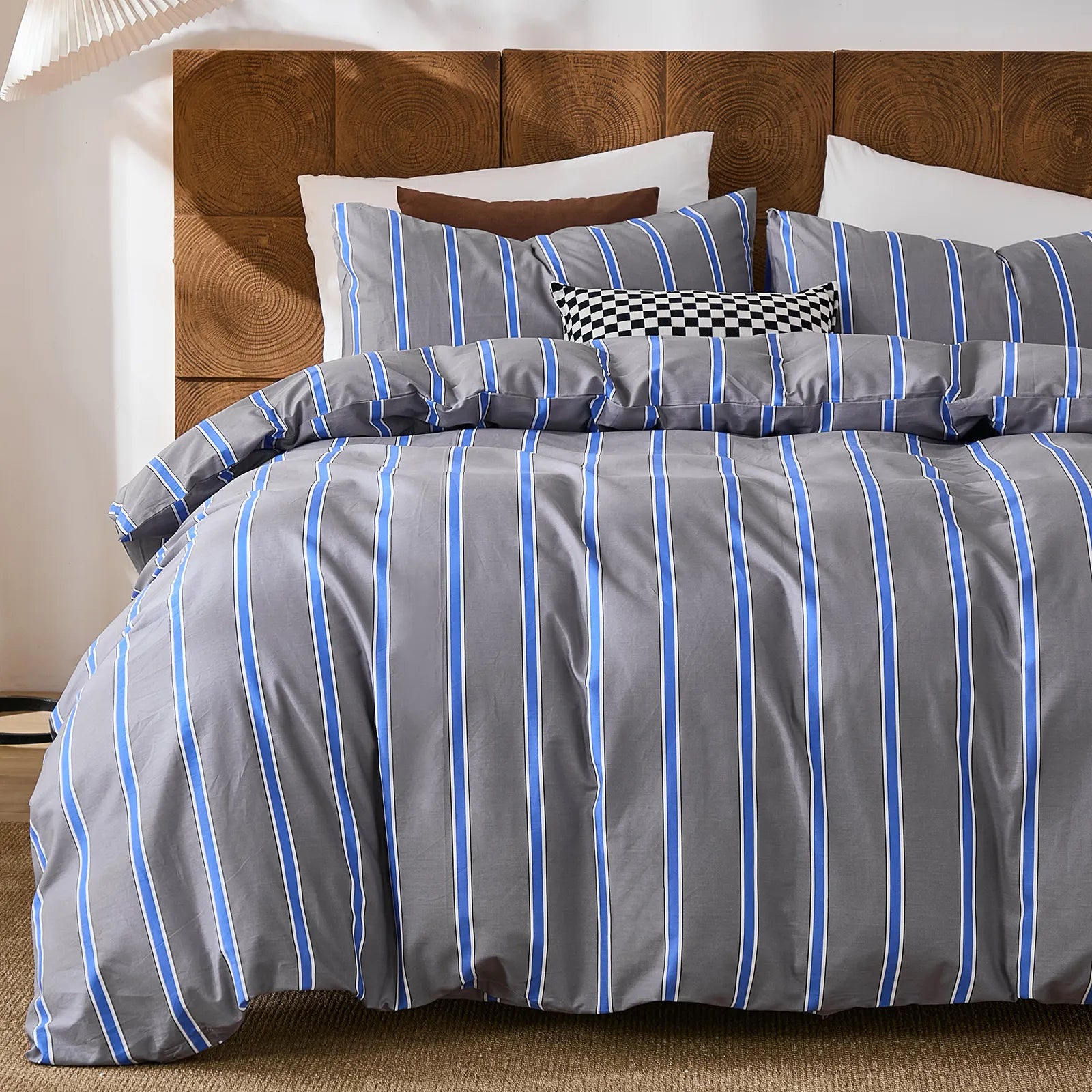 grey and blue stripe comforter set king size