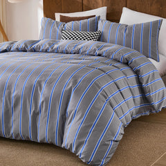 grey and blue stripe comforter sets