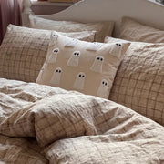 halloween decorative square pillow cover ghost garden khaki grid bedding
